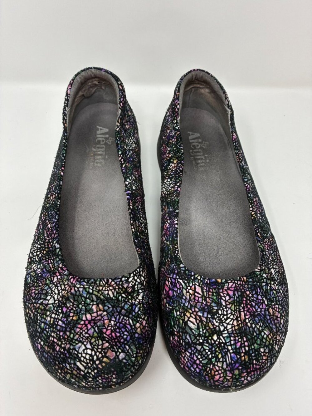 Alegria Women’s Multicolor Mosaic Floral Leather Ballet Flats Comfort Shoes 8.5